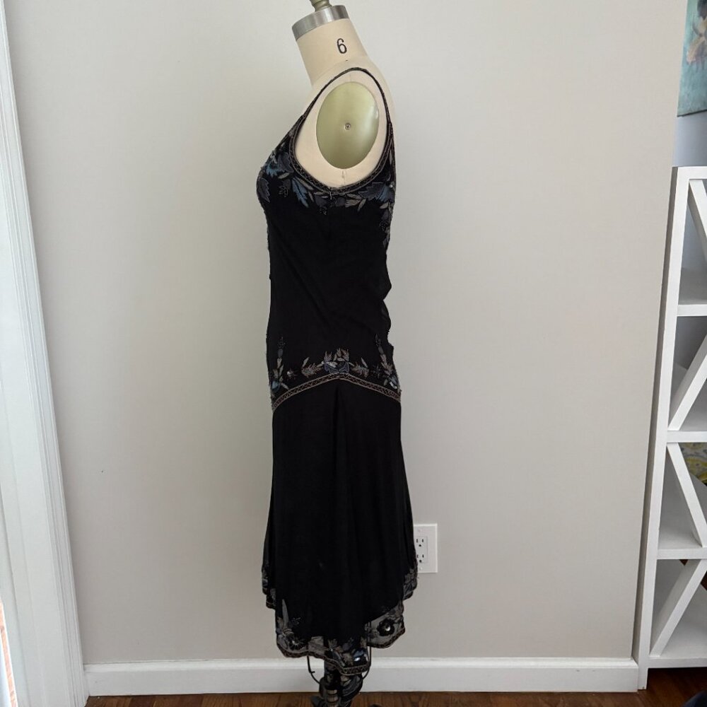 Stenay Y2K Black Silk Beaded Fairy Goth Dress Whimsigoth Fairycore 6 - Picture 4 of 11